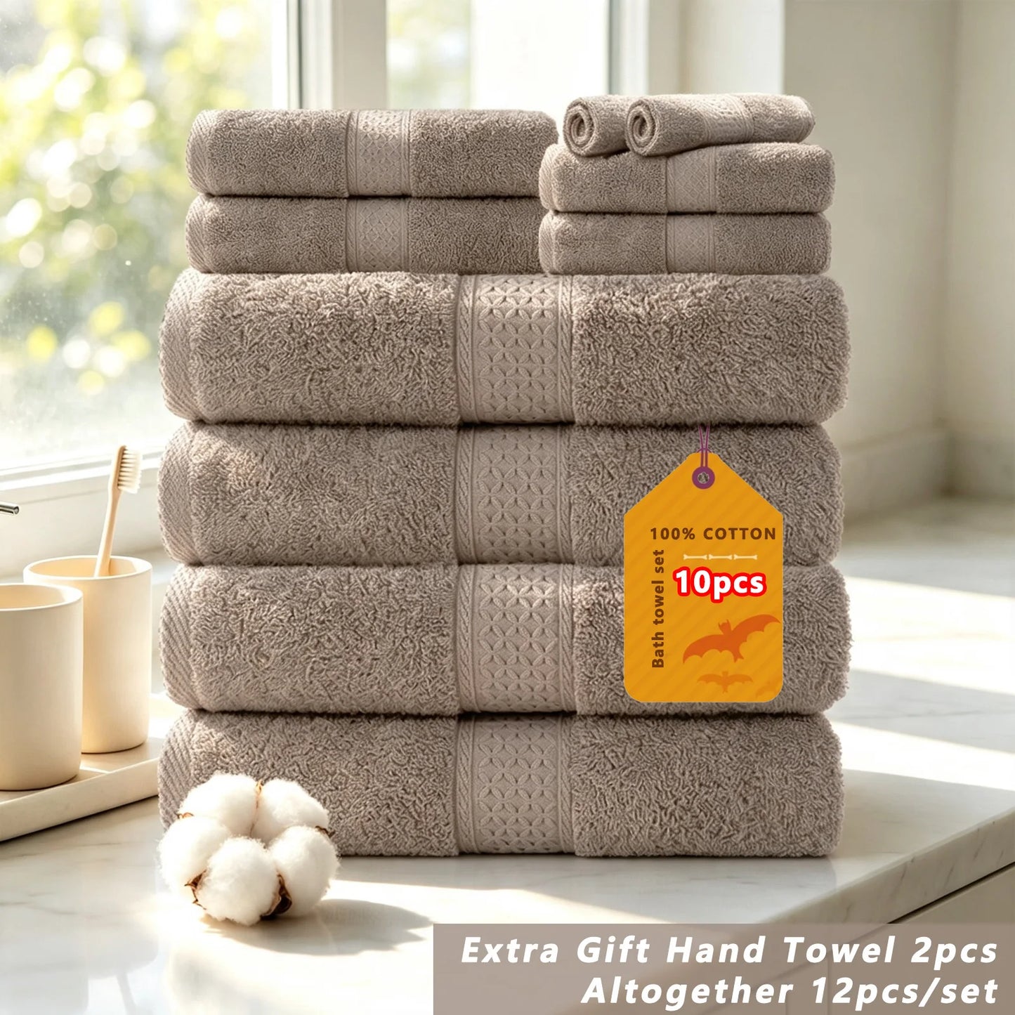 20/16/10pcs Cotton Soft Bath Towel Set for Bathroom