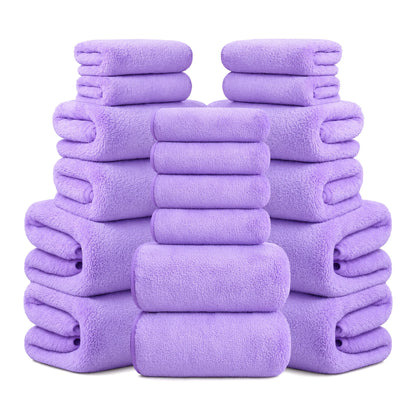 18-Piece Coral Fleece Bath Towel Set, Ultra Soft & Quick-Dry