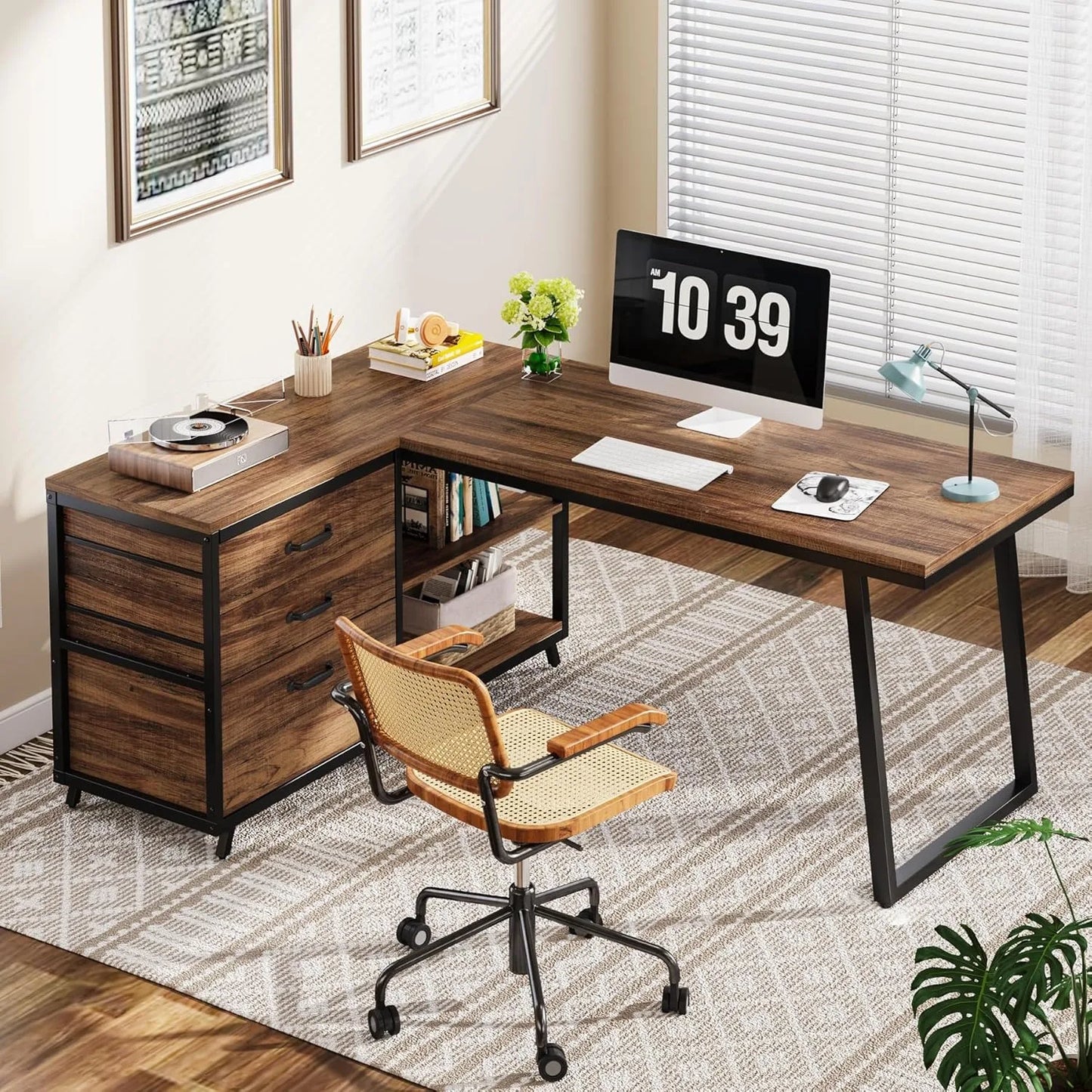 L-Shaped Computer Desk for Home Office