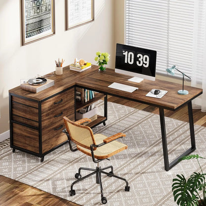 L-Shaped Computer Desk for Home Office