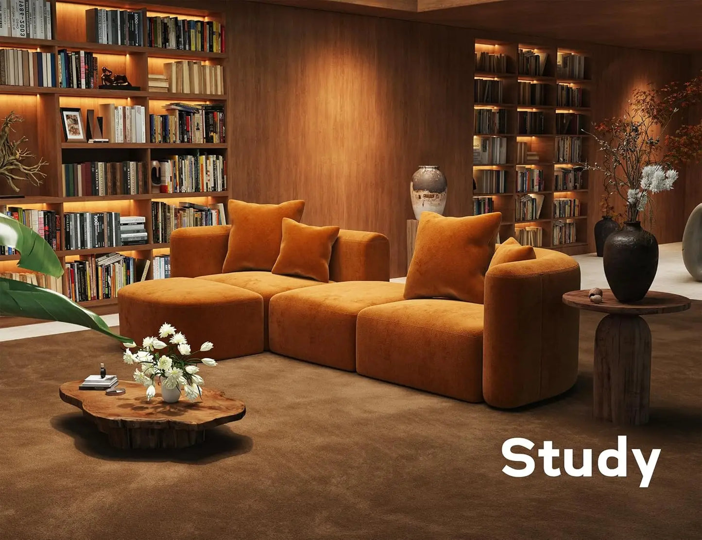 116" Modular Sectional Couches with Ottoman