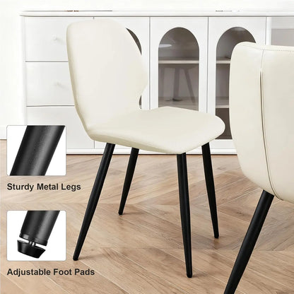 Set of 6, Mid Century Leather Upholstered Chairs with Breathable Seat
