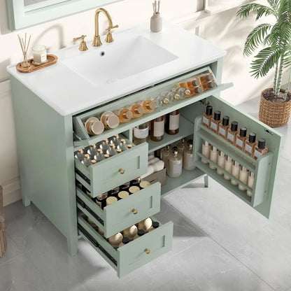 36" Free Standing Bathroom Vanity with Sink & Storage Drawers
