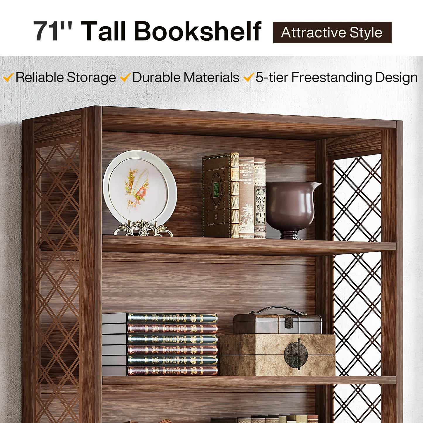 6-Tier 5 Shelf Display Storage Bookshelf