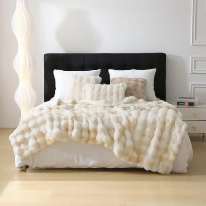 Soft & Cozy Warm Faux Rabbit Fur Throw Blanket