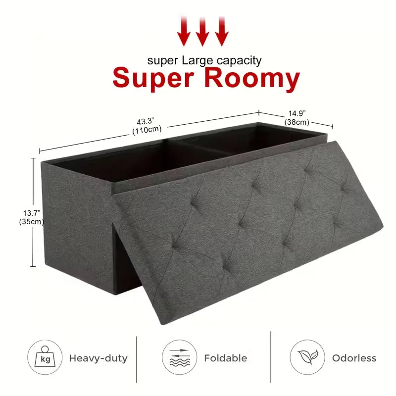 Heavy-Duty Multi-Purpose Folding Storage Ottoman Bench with Seat