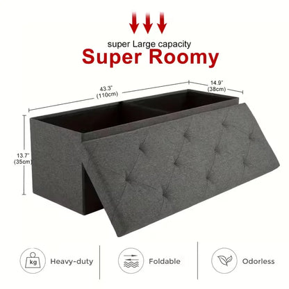 Heavy-Duty Multi-Purpose Folding Storage Ottoman Bench with Seat