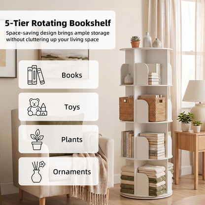 Freestanding 3-4 Tier Rotating Vertical Corner Bookshelf
