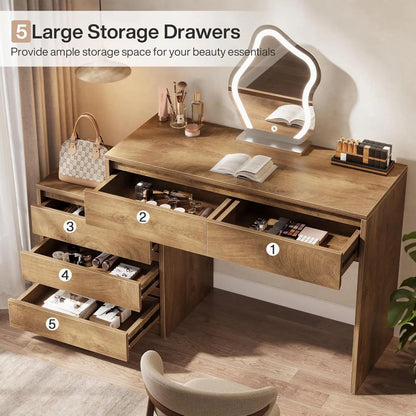 63" Vanity Desk with 5 Drawers