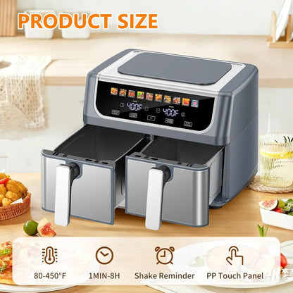 10-in-1 Air Fryer 9.5 QT w/ 2 Independent Frying Baskets