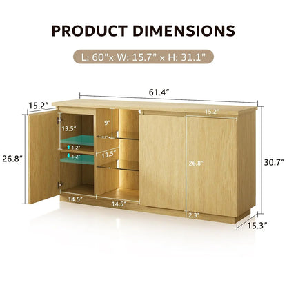 Sideboard Buffet Cabinet with Storage & LED Lights