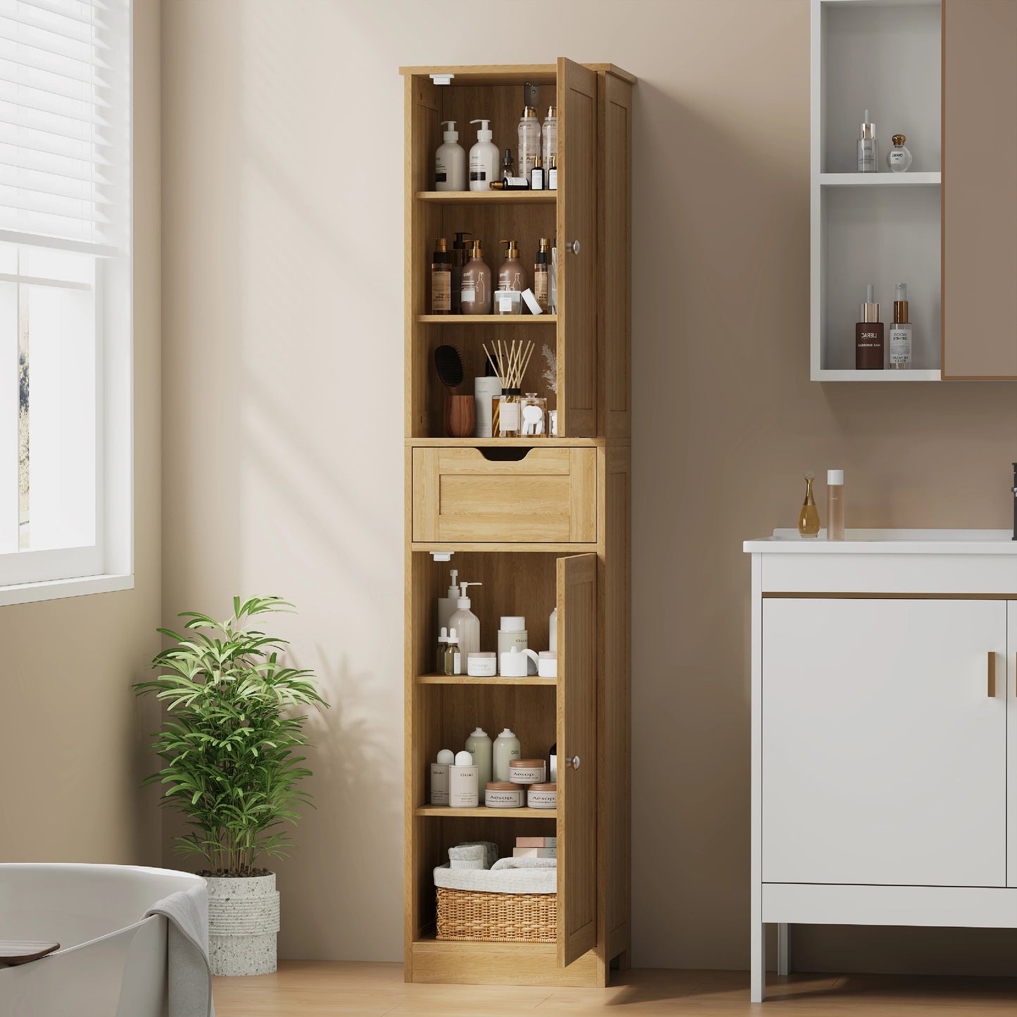 Space-Saving Slim Bathroom Storage Cabinet
