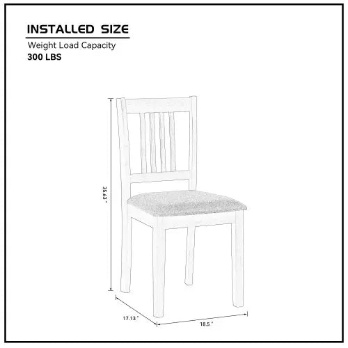 5-Piece Wood Dining Set with Cushioned Chairs