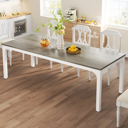 Long Rectangular Rustic Wood Dining Table for 6-8 People
