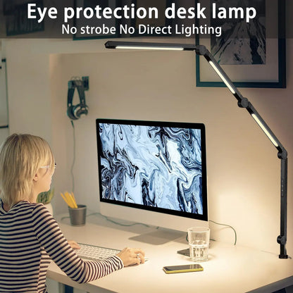 Flexible 4 sections Swing Arm Three Light Sources Desk Light