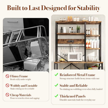 6-Tier Kitchen Bakers Rack with Storage & Power Outlet