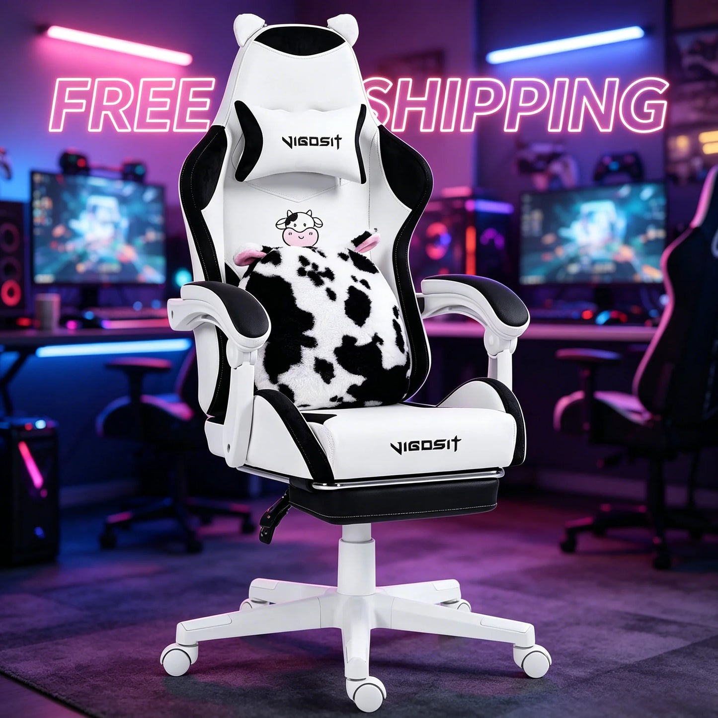 Ergonomic Computer Chair with Footrest, Headrest & Lumber Support