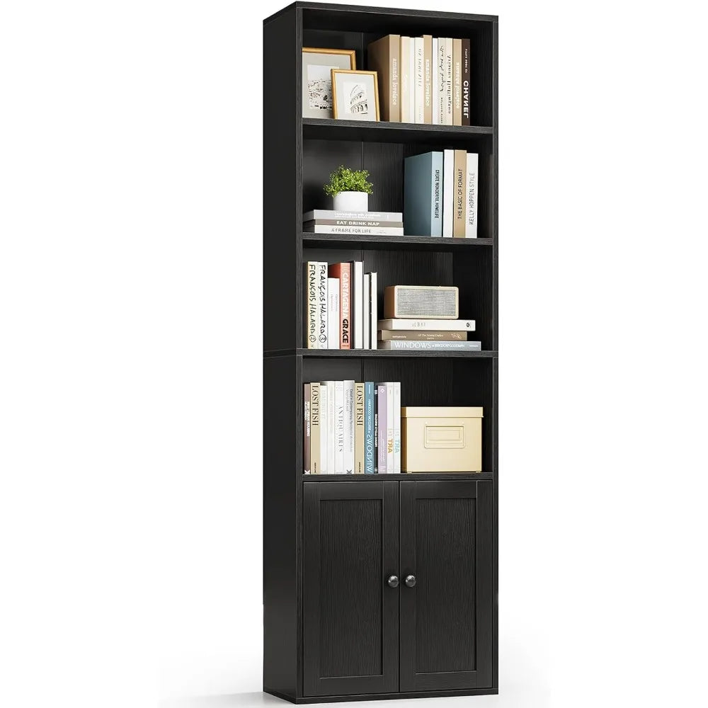 6-Tier Display Bookcase with Doors