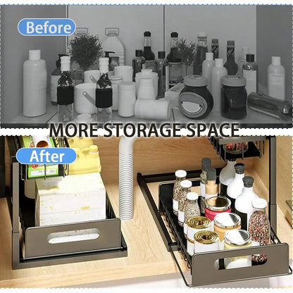 2 Tier Sliding Basket, Cabinet Organizer Drawer