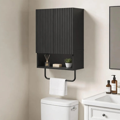Wall Mounted Medicine Cabinet w/ Towel Bar & Adjustable Shelf