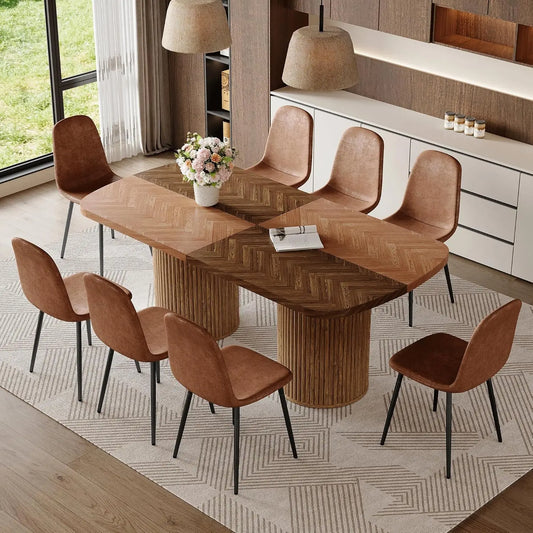 79" Modern Wood Dining Table Set for 8