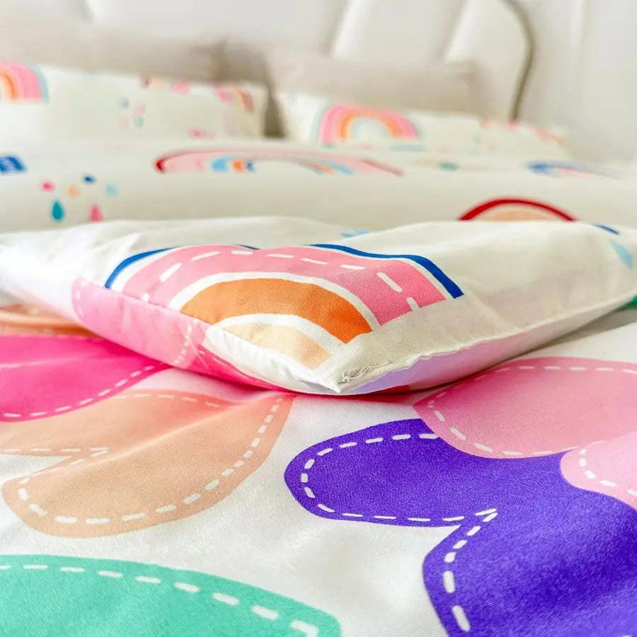 Lightweight Soft 3 Piece Rainbow Comforter Set with 2 Pillow Covers
