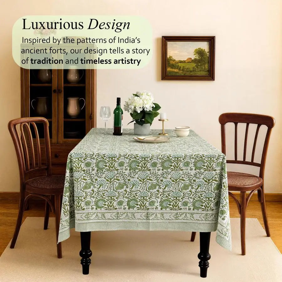 100% Cotton 60x60 Inch Indian Block Print Square Table Cover