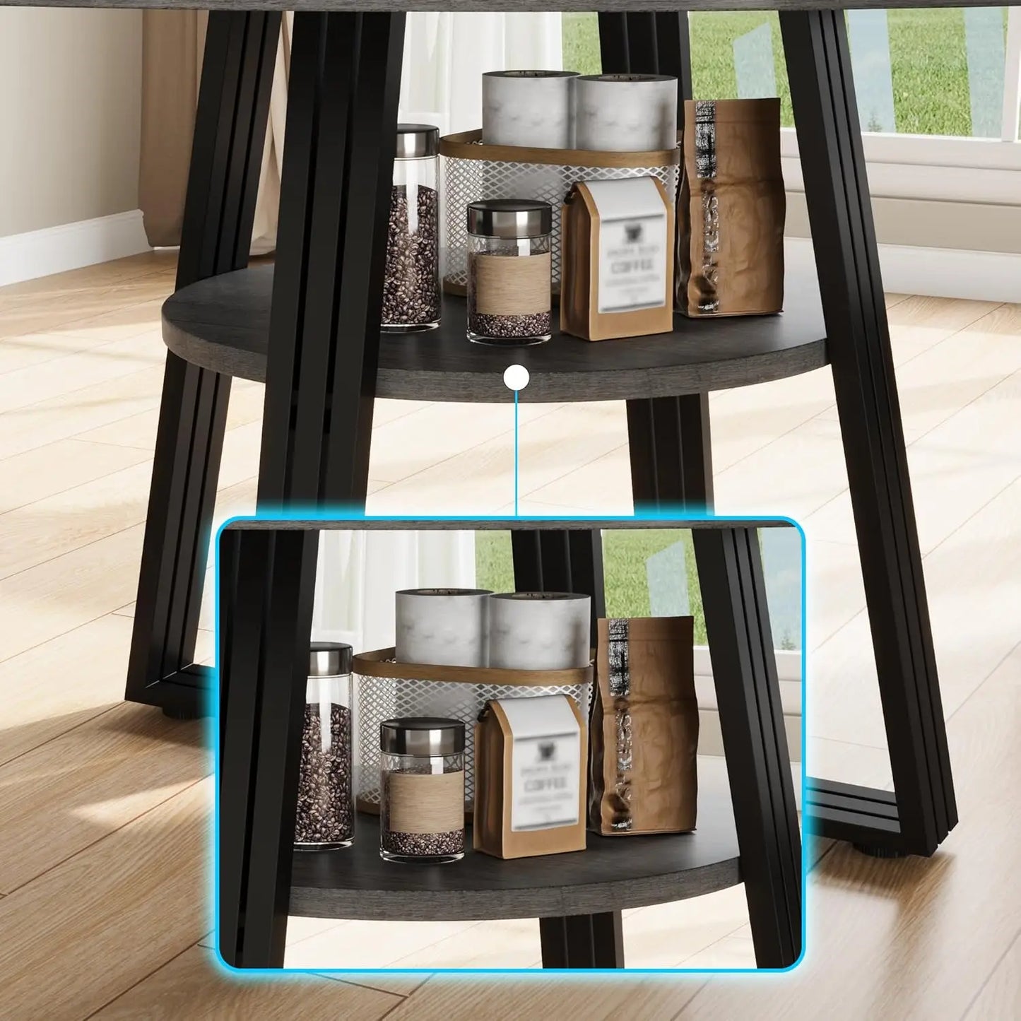 [ TABLE ONLY] 42" Round Kitchen Table with Storage Shelf