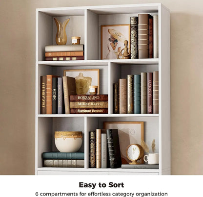 70.9 inch Tall Bookcase with Door & Drawers