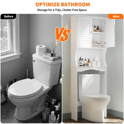 Space-Saving Bathroom Organizer with Adjustable Shelf & Anti-Tip