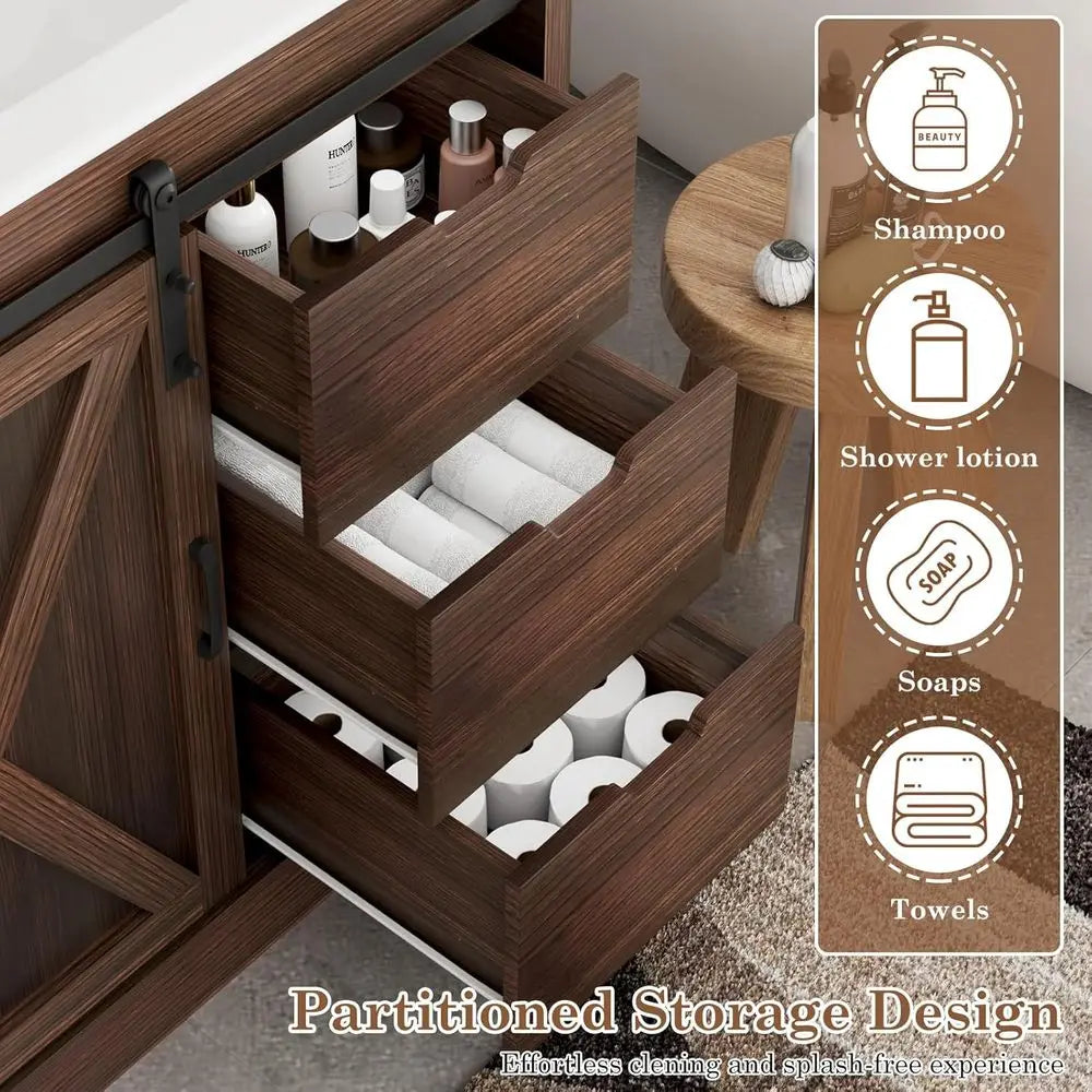 36” Farmhouse Bathroom Vanity Set with Sink, Faucet & Mirror