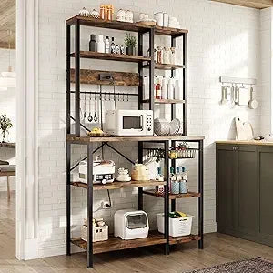 6-Tier Kitchen Bakers Rack with Storage & Power Outlet