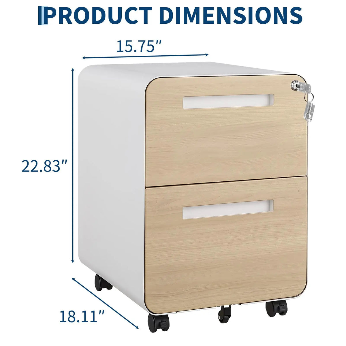Locking 2-Drawer Metal Rolling Under Desk File Cabinet