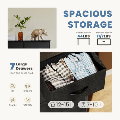 Storage Organizer, Dresser with 7 Fabric Drawers