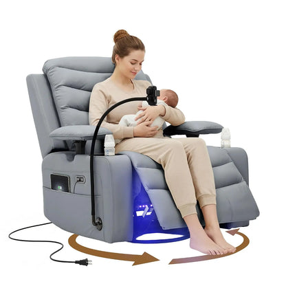 Chenille Swivel Rocking Glider Recliner Nursery Chair