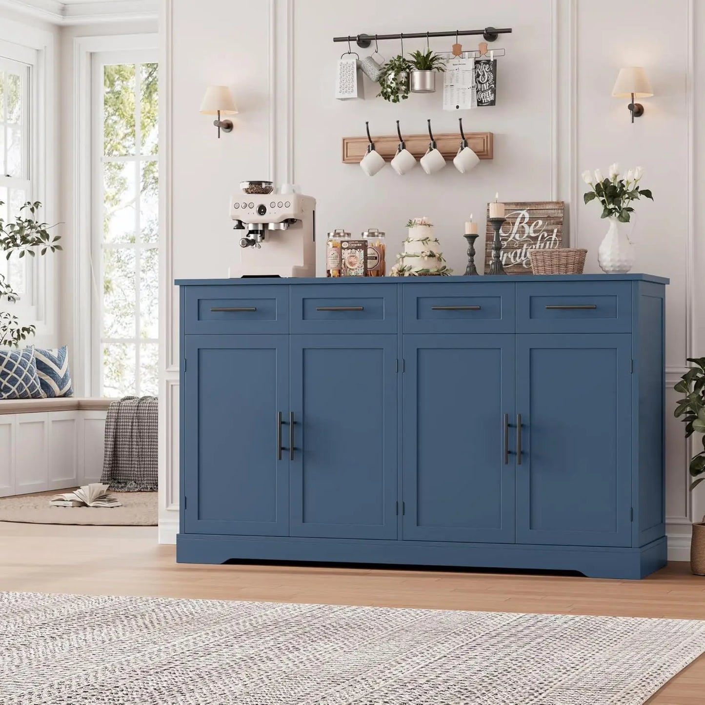 60" Large Buffet Sideboard with Storage & 4 Drawers