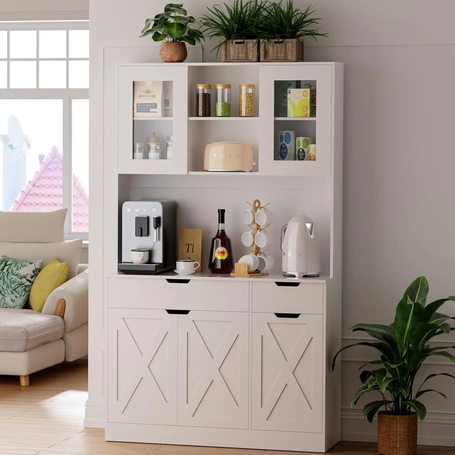 71" Tall Hutch with Charging Station & Adjustable