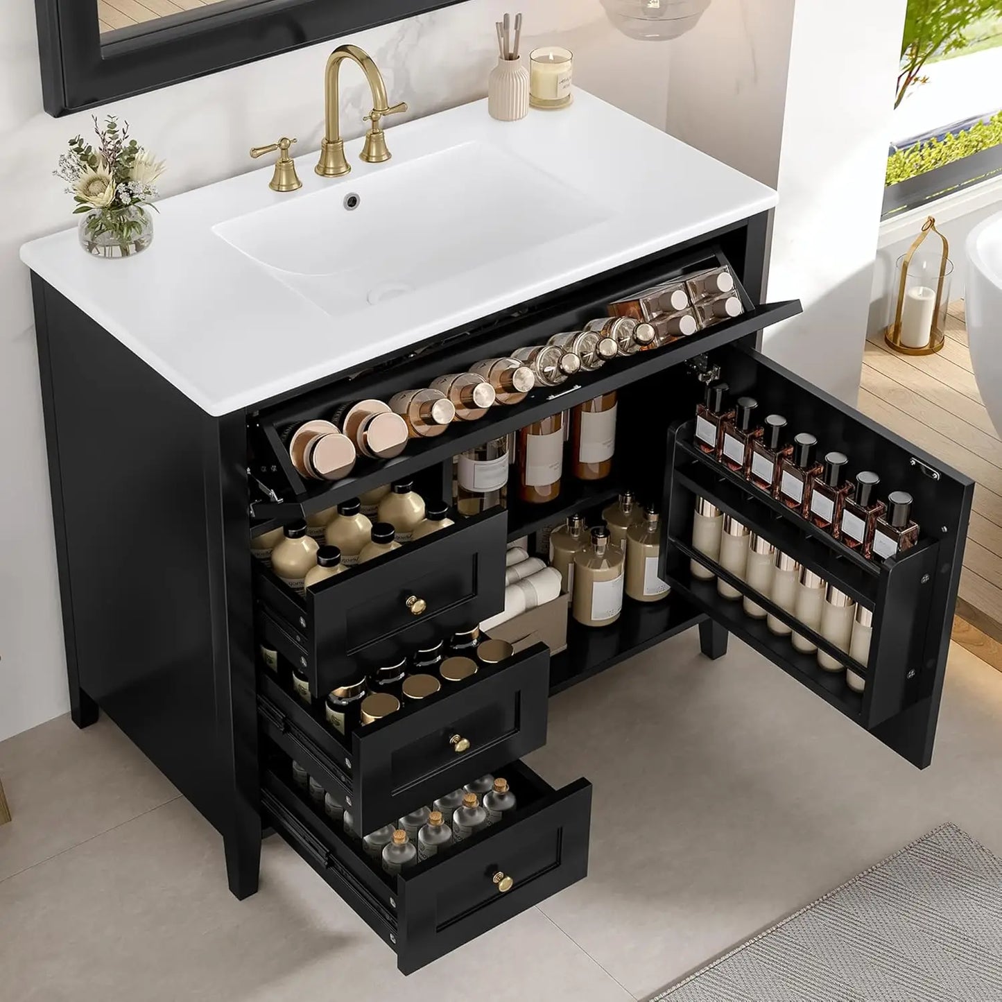 36" Free Standing Bathroom Vanity with Sink & Storage Drawers