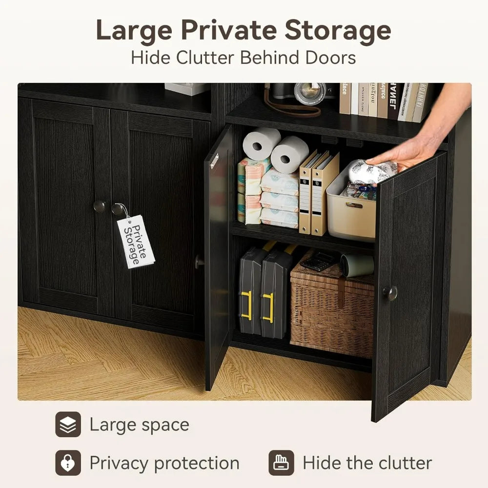6-Tier Display Bookcase with Doors
