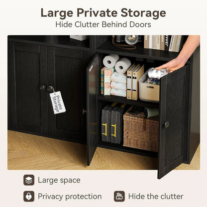 6-Tier Display Bookcase with Doors