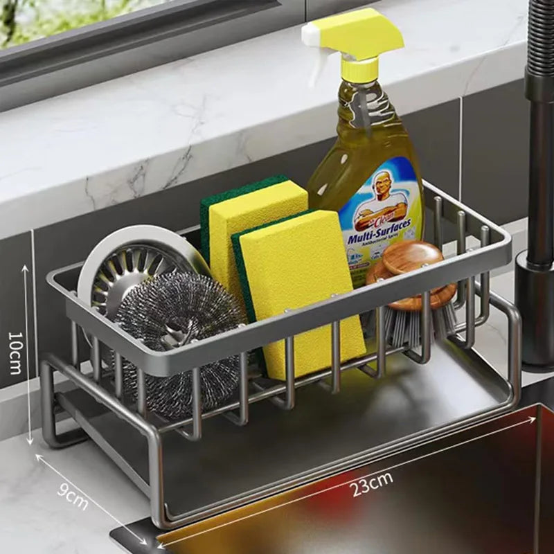 Kitchen Sink Organizer Carbon Steel with Tilted Water Tray