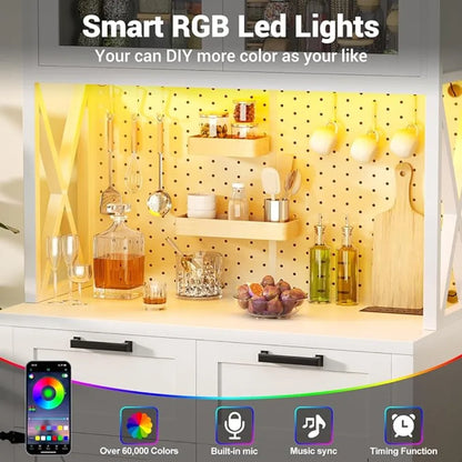 71" Pantry Cabinet with LED Light & Outlet