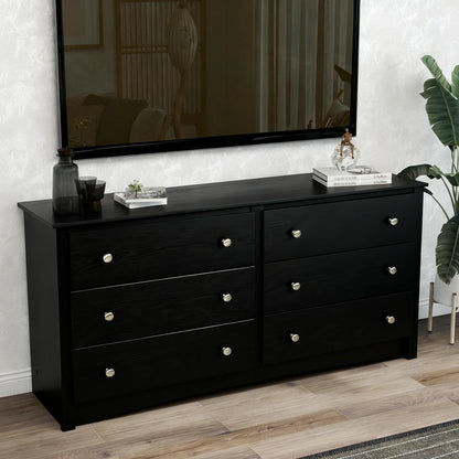 59" Wide Chest of Drawers with 6 Wood Drawers for Storage