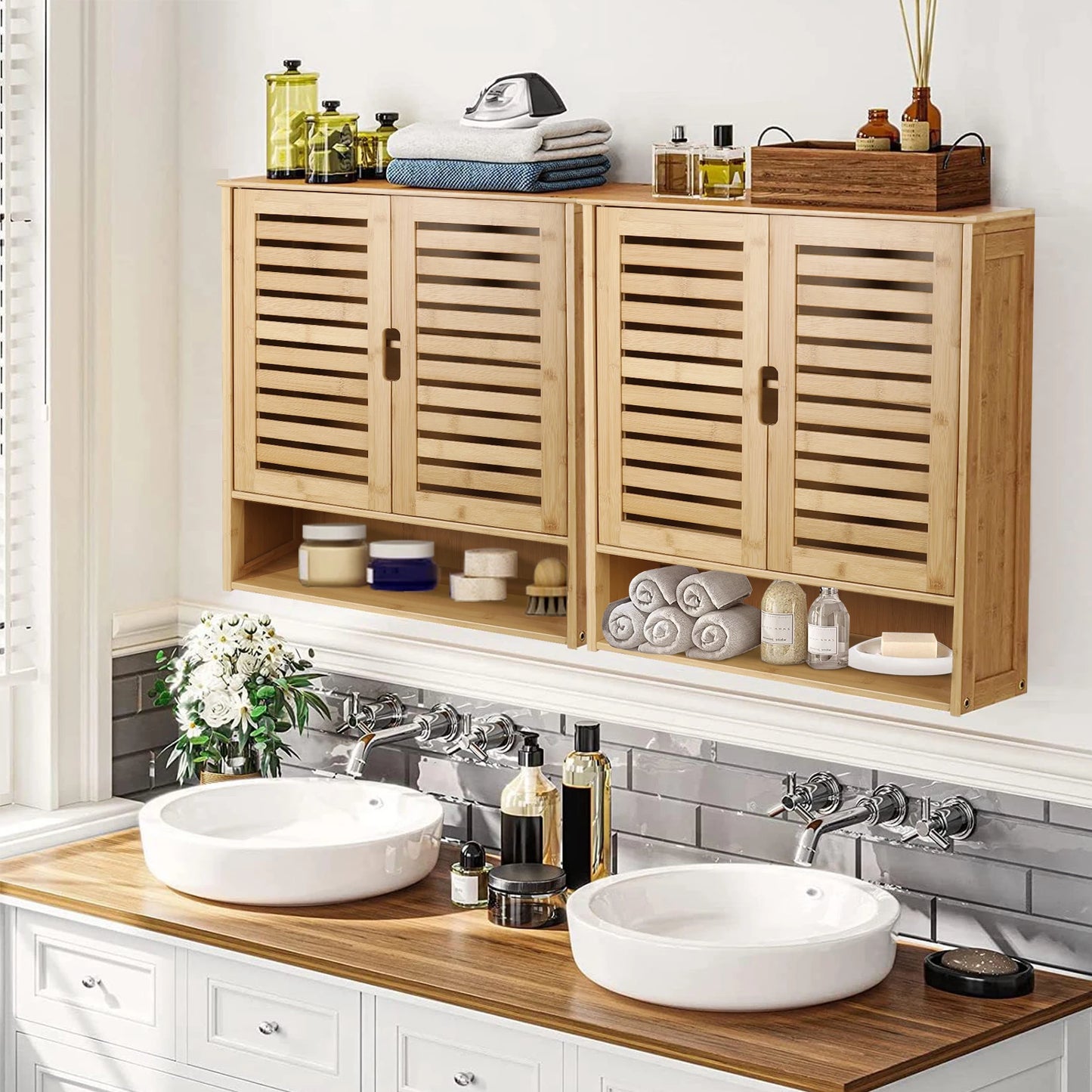 Wall Mounted Bamboo Medicine Cabinet