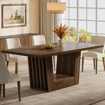 Rectangular Kitchen Dinner Table with Heavy-Duty Base