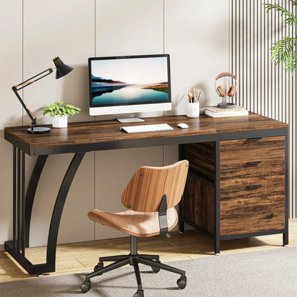 59-Inch PC Desk with 3 Reversible Drawers