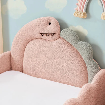 Cute Dinosaur-Shaped Wooden Kids Bed with Safety Guardrail