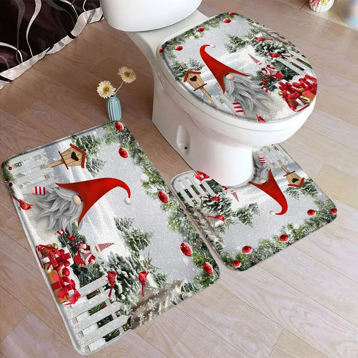 Christmas Shower Curtain & Bath Mat Set