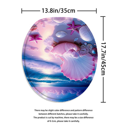4 Pcs Pink Seashell Beach Shower Curtain Bathroom Set