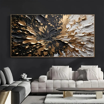 Modern abstract black gold ink splash texture wall mural